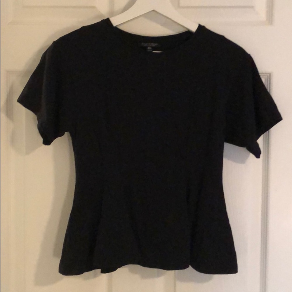 Black peplum shirt.